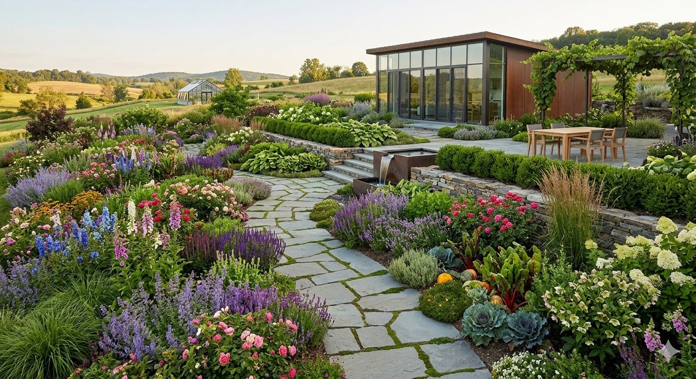 Seasonal planting and mulch