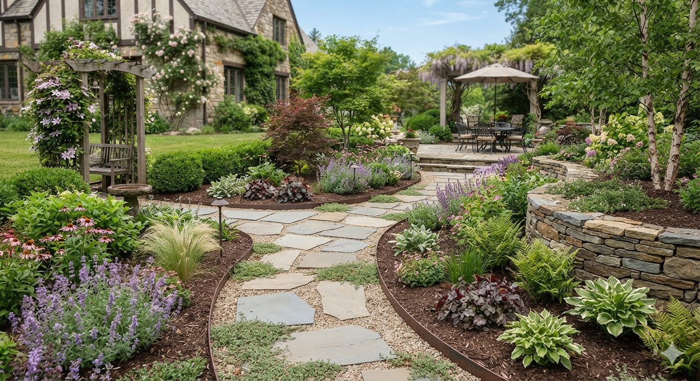 Manicured lawn with edging